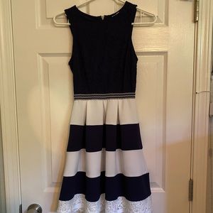Speechless Navy Blue and White Striped Dress